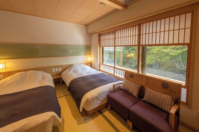 Luxury, Twin Beds, River View, Adult Only, Ground Floor, Yukairo Kikuya 2/3