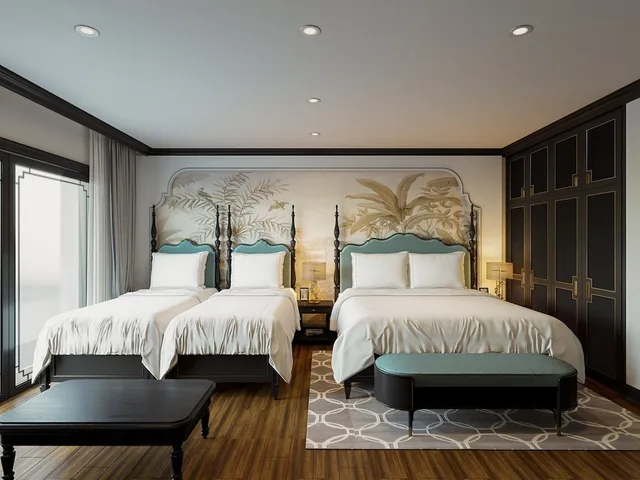 غرفة عائلية بسريرين كوين بإطلالة على المدينة بشرفة بغرفة نوم واحدة، Aquarius Premium Hotel 3/4
