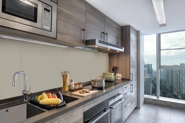 شقة ديلوكس بسرير كينج وسرير كوين بإطلالة على المدينة بغرفتي نوم بمطبخ، Ascott IFC Guangzhou 8/8