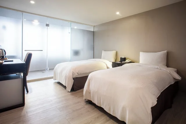 غرفة سوبيريور بسريرين منفصلين بإطلالة على المدينة بغرفة نوم واحدة، Xinshe Hotel - Chungli 2/4
