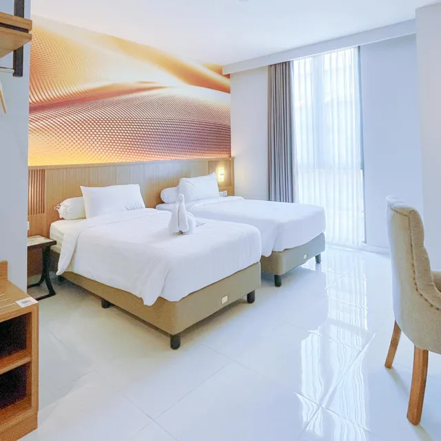غرفة كبيرة بسريرين منفصلين، Front One Resort Indraloka 2/7