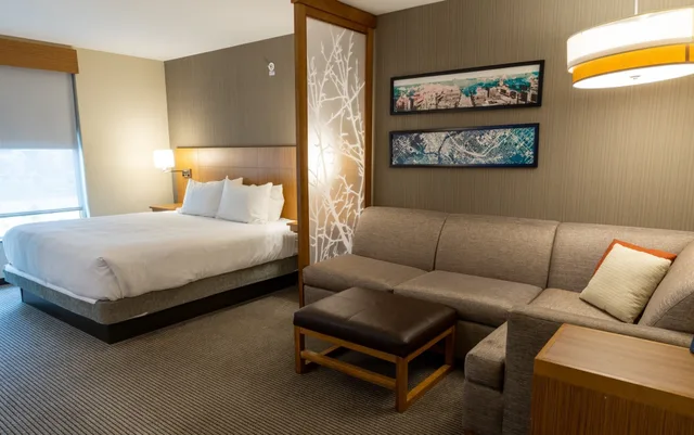 غرفة بسرير كينج مع أريكة في طابق مرتفع، Hyatt Place West Des Moines/Jordan Creek 2/4