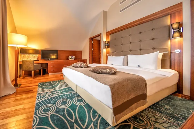 غرفة بريميوم بسرير كينج بإطلالة على النهر بشرفة، Crowne Plaza Borjomi 1/5