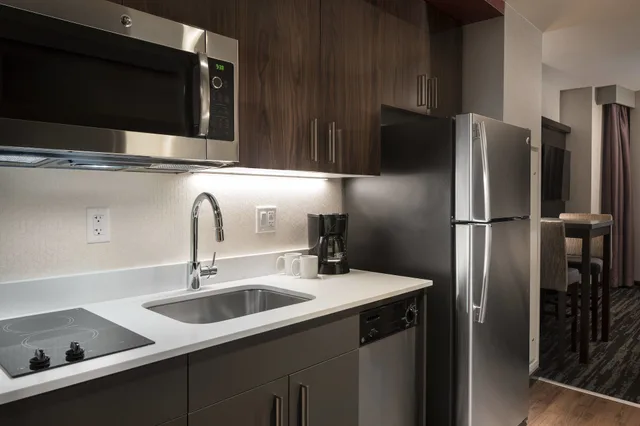 جناح تنفيذي بسرير كينج بإطلالة على المدينة بغرفة نوم واحدة مع أريكة، RESIDENCE INN SEATTLE DOWNTOWN/CONVENTION CENTER 4/5