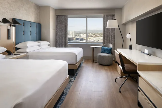 غرفة كلوب بسريرين مزدوجين بإطلالة على المدينة، San Jose Marriott 2/5