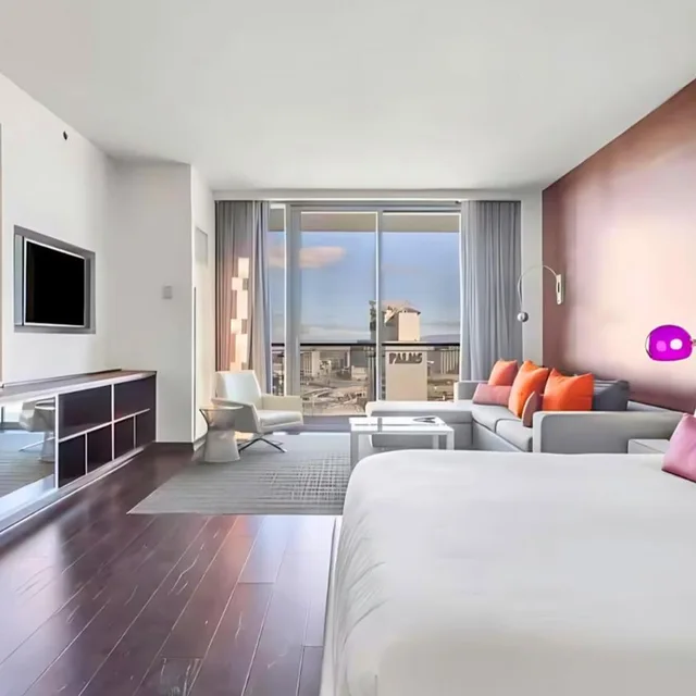 جناح بسرير كينج بشرفة، StripSuite Palms Place BALCONY Hotel,Resort & Casino - NO RESORT FEE 1/4