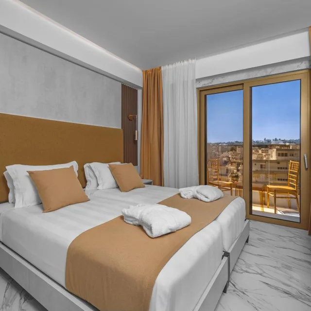 غرفة بسرير مزدوج أو سريرين منفصلين بإطلالة على المدينة، Rhodos Horizon Boutique - Adults Only 4/10