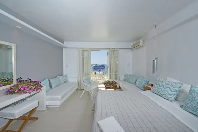جناح بسرير كوين بإطلالة على البحر مع أريكة، Mykonos View 1/3