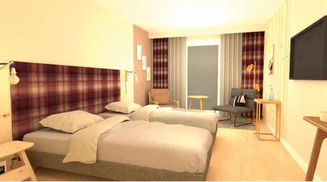غرفة قياسية بسريرين منفصلين بشرفة، Hotel Le Refuge Des Sources 1/1