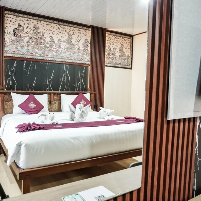 غرفة بسرير مزدوج أو سريرين منفصلين بإطلالة على المسبح، Melasti Beach Bungalows And Spa 9/10