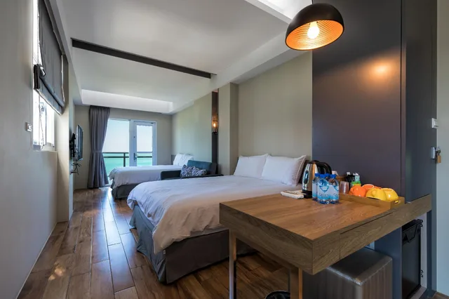 غرفة ديلوكس رباعية بسريرين مزدوجين بإطلالة على البحر، Jia Xiang Lin Guan Hai Homestay 2 1/1