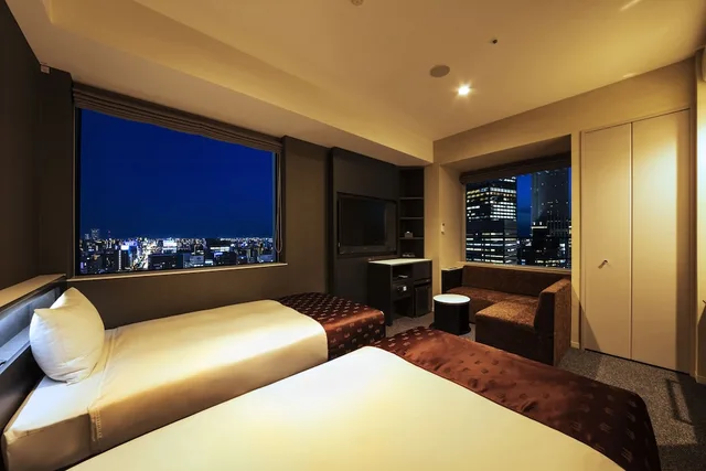 غرفة بسريرين منفصلين بإطلالة على المدينة، SANCO INN Grande NAGOYA 3/10