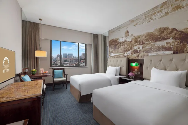 غرفة ديلوكس بسريرين منفصلين بإطلالة على المدينة، City Hotel Xiamen 2/4