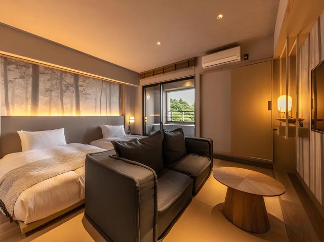 غرفة قياسية بسريرين منفصلين بإطلالة على الجبل، Kirishima Kanko Hotel 2/2