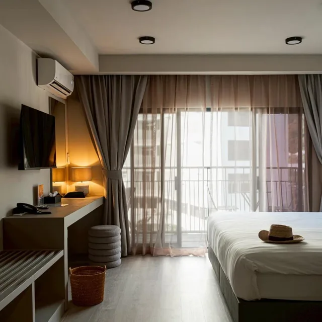غرفة ديلوكس بسرير مزدوج أو سريرين منفصلين بشرفة، Karon Boutique Phuket 7/8