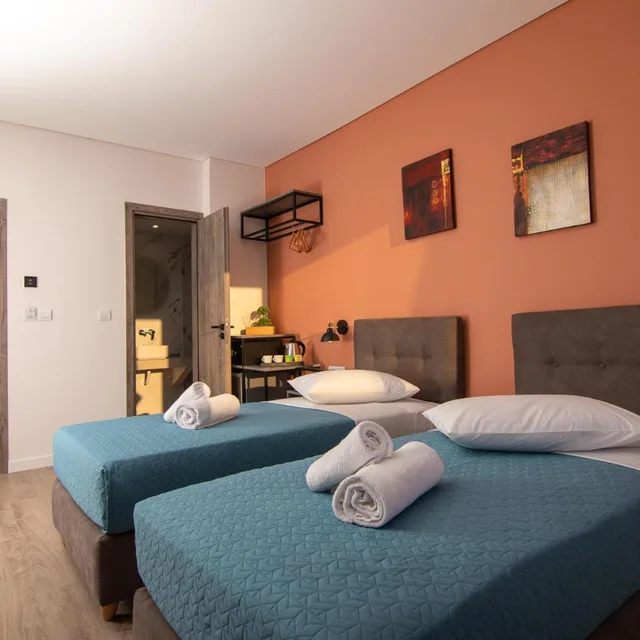 غرفة بسريرين منفصلين بحمام خاص، Dunlin Hotel Athens 2/5