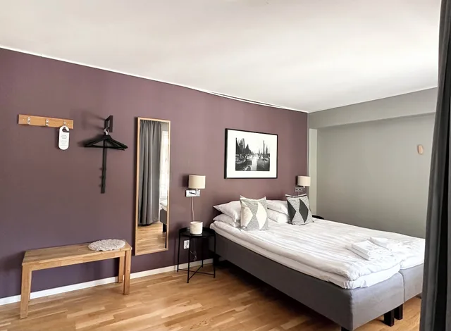 غرفة عائلية بسرير مزدوج بحمام مشترك مع أريكة، Linneplatsens Hotell Vandrarhem Hostel 2/4