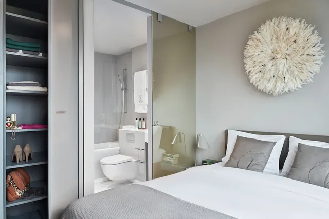 غرفة جونيور بسريرين مزدوجين بغرفتي نوم بمطبخ صغير، Visionapartments Zurich Militarstrasse 1/2