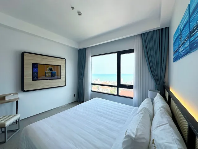 غرفة ديلوكس بسريرين منفصلين بإطلالة على البحر، Odin Hotel Quy Nhon 3/9
