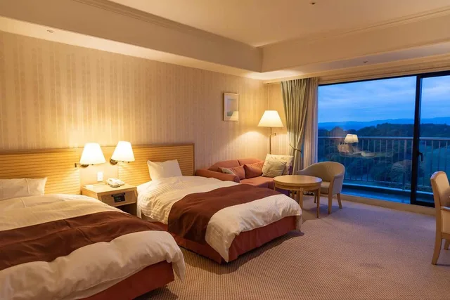 غرفة بسريرين منفصلين بإطلالة على البحر للمدخنين، Onahama Ocean Hotel Golf Club 4/8