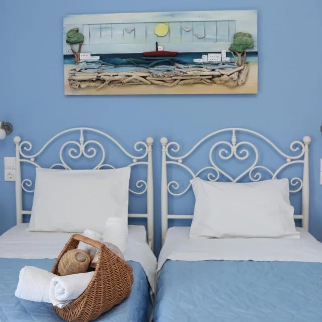 غرفة قياسية بسريرين منفصلين بإطلالة على الحديقة، Kastro Hotel 3/8