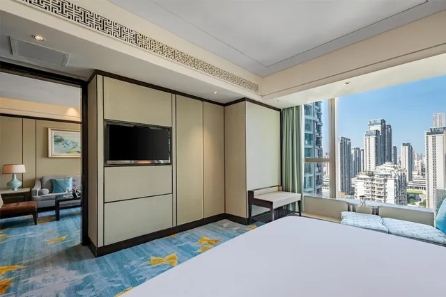 جناح ديلوكس بسرير كينج بإطلالة على المدينة بحوض استحمام، Kempinski Hotel Xiamen 4/4