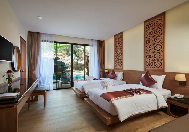غرفة بسرير مزدوج أو سريرين منفصلين بإطلالة على المسبح، Ananta Burin Resort 3/5