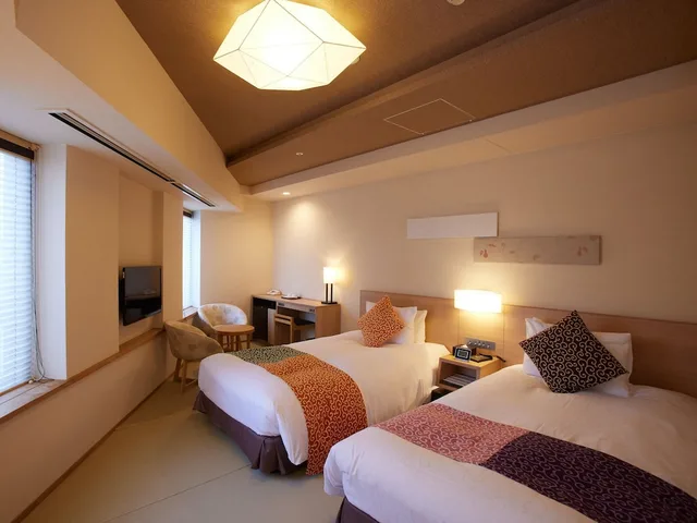 غرفة ركنية بسريرين منفصلين بأرضية تاتامي، Kyoto Hot Spring Hatoya Zuihokaku Hotel 3/7