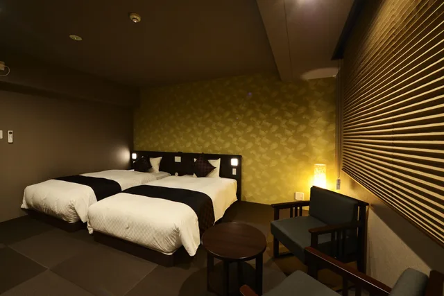 غرفة ديلوكس بسريرين منفصلين بإطلالة على المدينة، Hotel Kuu Kyoto 9/10