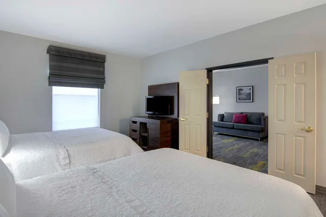 جناح بسريرين كوين بغرفة نوم واحدة مع أريكة، Hampton Inn Fayetteville 1/2
