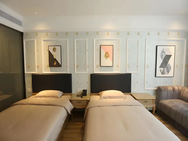 غرفة ديلوكس بسريرين منفصلين، GREENTREE INN HEFEI BAOHE DISTRICT SOUTH RAILWAY STATION DAMO SQAURE HOTEL 2/2