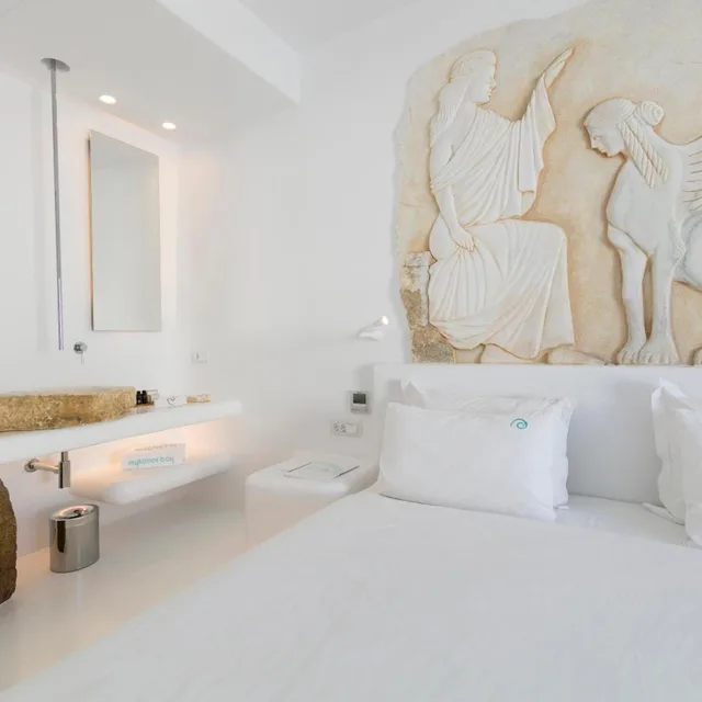 غرفة ديلوكس بسرير مزدوج أو سريرين منفصلين بإطلالة على الفناء، Mykonos Bay Resort and Villas 3/4