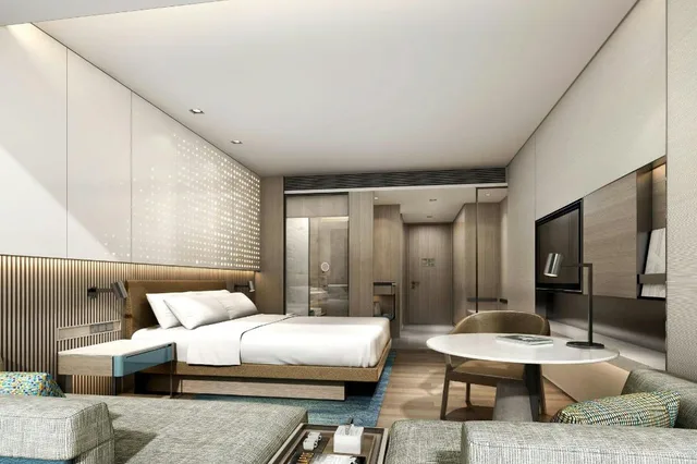 غرفة تنفيذية بسرير كينج بإطلالة على المدينة مع دخول صالة النادي، Courtyard By Marriott Beijing Changping 1/4