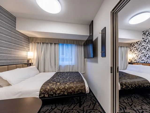 غرفة متصلة بسريرين مزدوجين، APA Hotel & Resort Osaka Namba Ekimae Tower 1/6