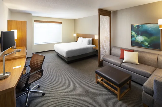 غرفة بسرير كينج مع أريكة في طابق مرتفع، Hyatt Place Sumter/Downtown 3/6