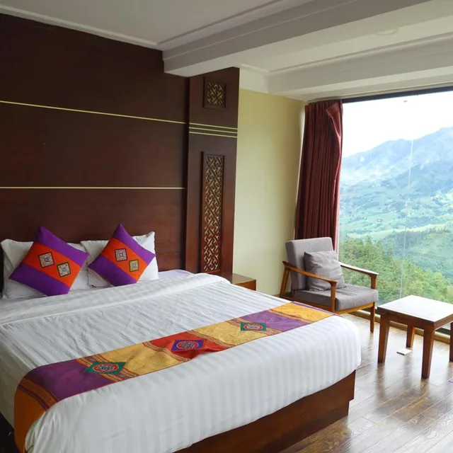 غرفة بسرير مزدوج بإطلالة على الجبل، Sapa Vista Hotel 2/10
