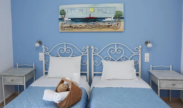 غرفة قياسية بسريرين منفصلين بإطلالة على الحديقة، Kastro Hotel 2/8
