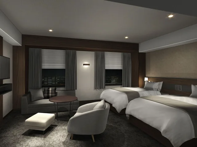 غرفة ديلوكس ثلاثية بسريرين منفصلين مع أريكة، HOTEL ELCIENT OSAKA 1/6