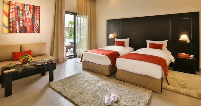 غرفة بسريرين منفصلين بإطلالة على المسبح، Kech Boutique Hotel and Spa 7/10