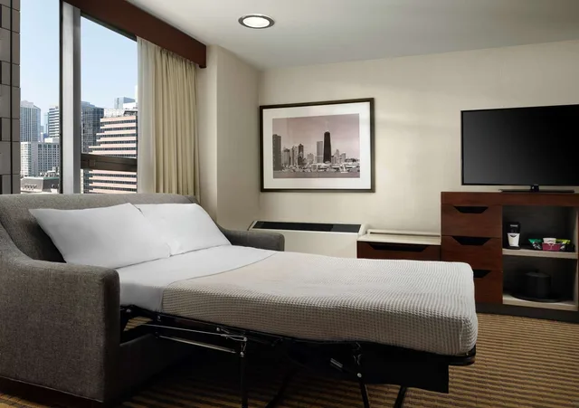 غرفة بسرير كينج مع أريكة، HAMPTON INN CHICAGO DOWNTOWN/MAGNIFICENT MILE 1/2