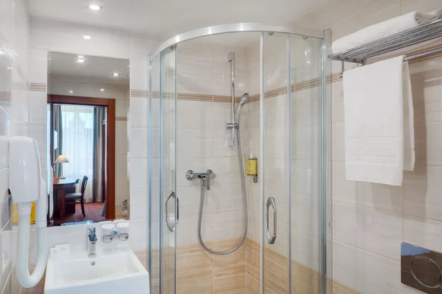 غرفة بسرير مزدوج أو سريرين منفصلين بإطلالة على الحديقة، Adria Hotel Prague 7/8