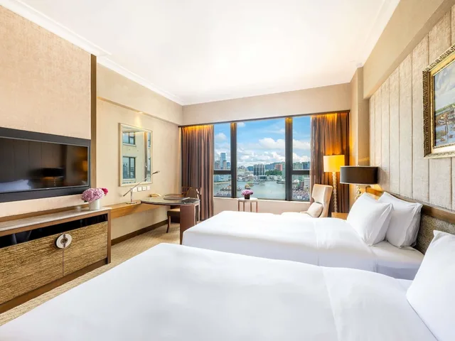 غرفة فاخرة بسريرين منفصلين بإطلالة على النهر، Sofitel Macau at Ponte 16 1/8