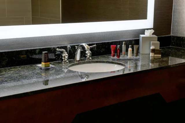 غرفة بسرير كينج مع أريكة بحوض استحمام لذوي الإعاقة، Marriott East Lansing At University Place 6/10