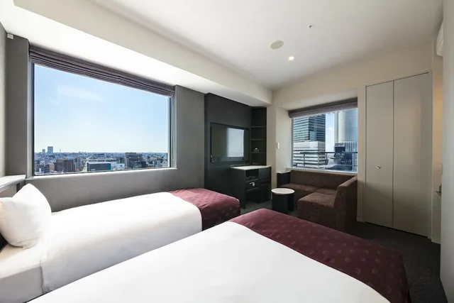 غرفة بسريرين منفصلين بإطلالة على المدينة، SANCO INN Grande NAGOYA 2/10