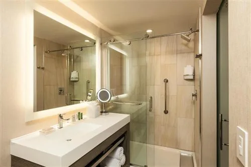 غرفة بسرير كينج بحوض استحمام في طابق مرتفع لذوي الإعاقة، Hilton Cleveland Downtown 2/2