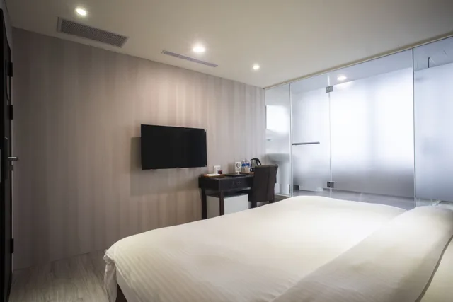 غرفة بسرير كوين بإطلالة، Xinshe Hotel - Chungli 4/4