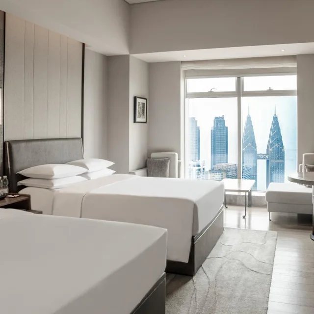 غرفة ديلوكس بسريرين منفصلين بإطلالة على النهر، Chongqing Marriott Hotel 1/9