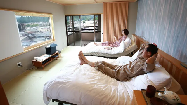 Room, Twin Beds, Riverside، Honjin Hiranoya Bekkan 1/1