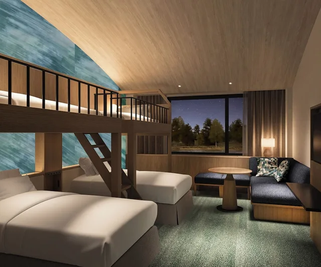 غرفة عائلية بأسرّة بطابقين مع أريكة، IZUMIGO KIYOSATO KOGEN HOTEL 5/5