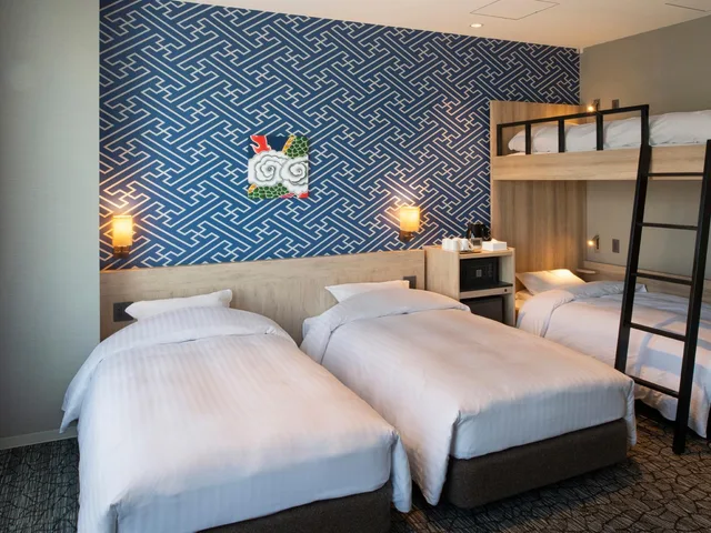 غرفة رباعية بسريرين منفصلين وأسرّة بطابقين، Kotohira Park Hotel 1/2